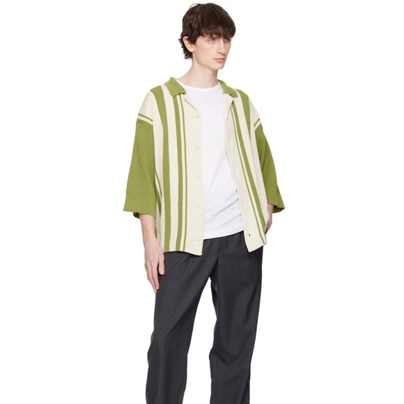 DOCUMENT
Green & Off-White Intarsia Knitting Stripe Shirt - Picture 4 of 8